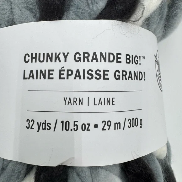 Chunky Grande Big Yarn in Black, Gray, and White - Picture 2 of 3